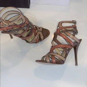 B by Brian Atwood Nude Stappy Heels